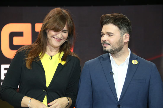 Laura Borràs (JxCat) and Gabriel Rufián (ERC) in April 2019 (by Bernat Vilaró)